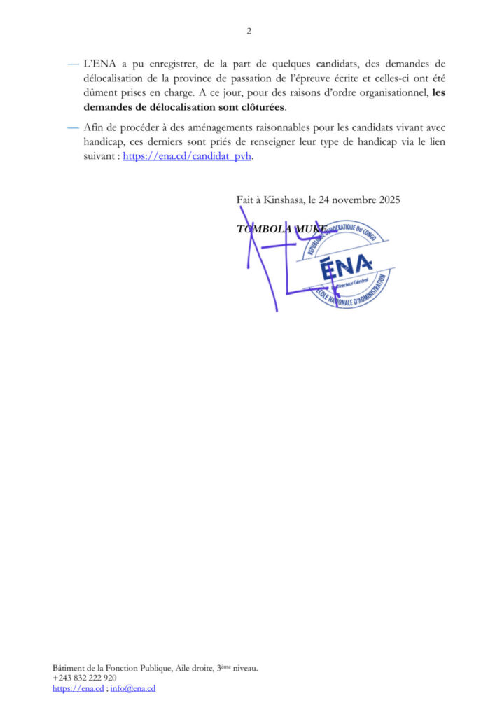 1001588949-717x1024 ‎RDC :  Le Management de l'ENA annonce les modalités pratiques quant au concours du recrutement de sa 10e promotion
